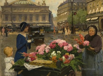 Louis Marie Schryver Paris Flower Vendor Oil Paintings